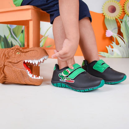 TÊNIS INFANTIL MENINO KIDY FLEX PRETO/VERDE + BRINQUEDO