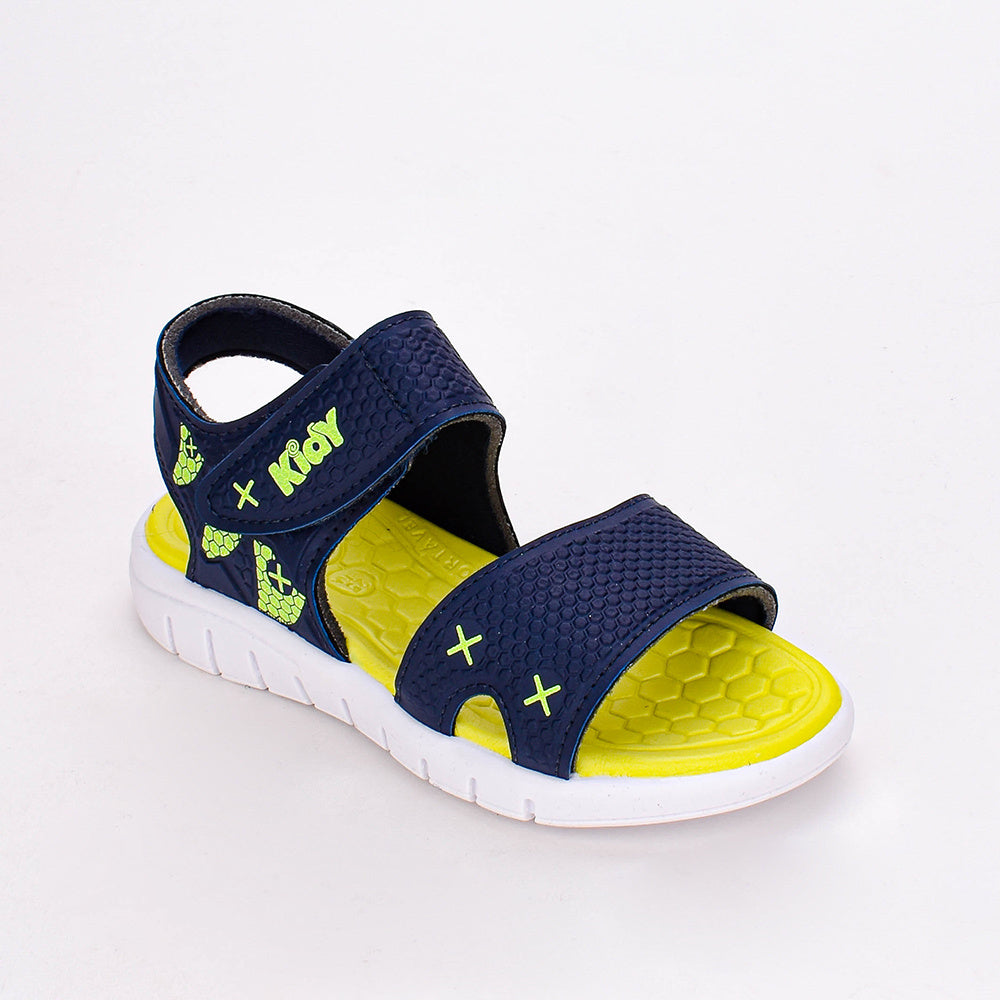 SANDÁLIA PAPETE MENINO KIDY TOYS MARINHO/AMARELO NEON + OVO SURPRESA