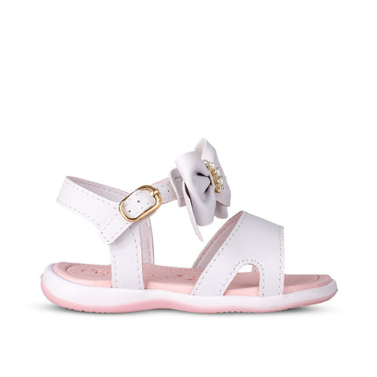 Sandália Infantil Menina Kidy Baby Equilíbrio Branca com Laço