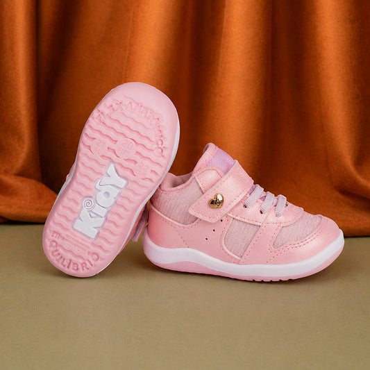 Tênis Infantil Menina Kidy Colors Equilíbrio Nude Primeiros Passos Velcro e Elástico