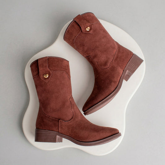 Bota Infantil Menina Kidy Montaria Marrom Cano Médio