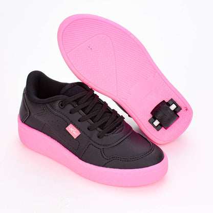 Tênis Infantil Menina Rodinha Kidy Preto/Pink Diversão e Conforto