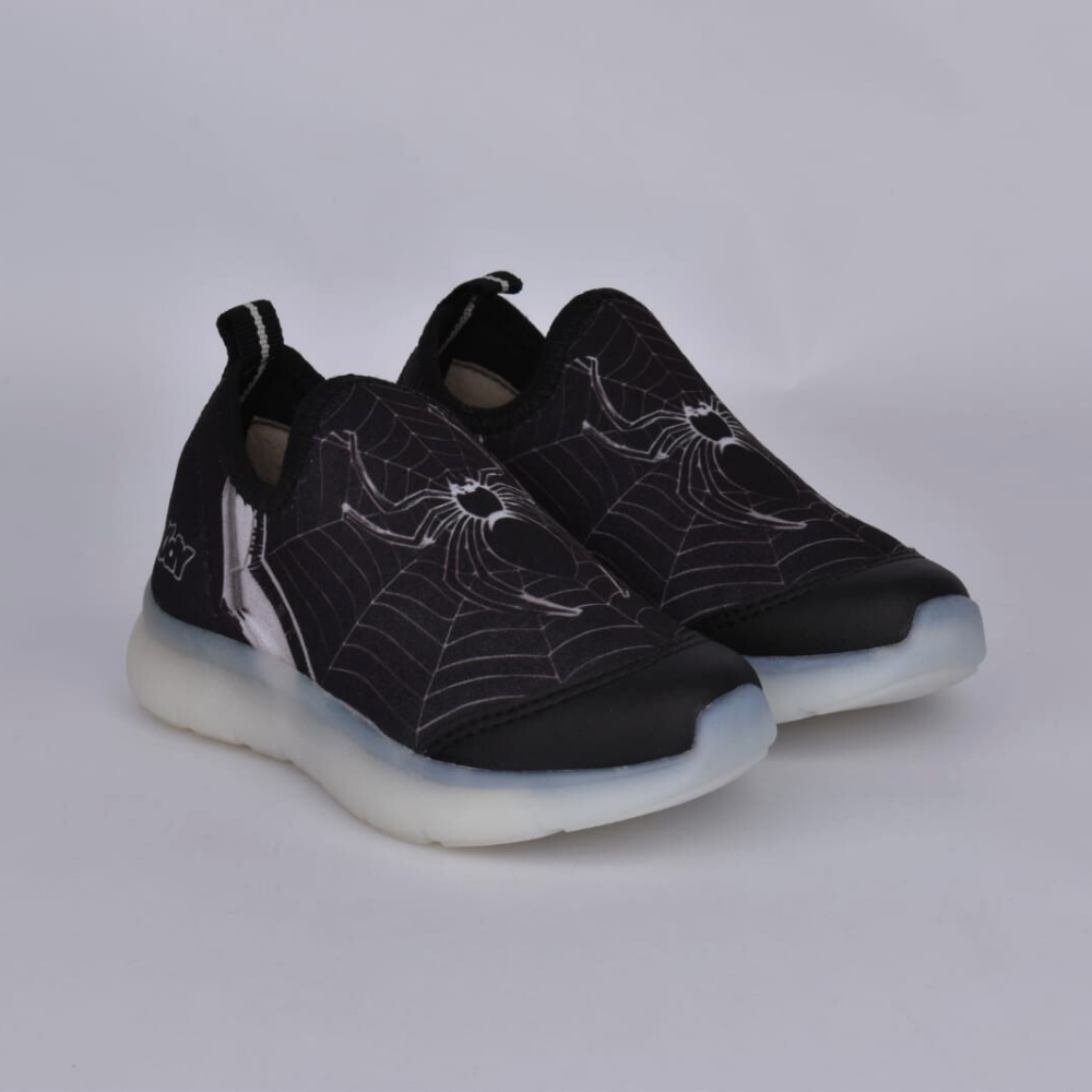 Tênis Infantil Menino Kidy Aranha Flex Ligth Preto Prata