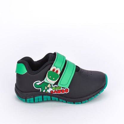 TÊNIS INFANTIL MENINO KIDY FLEX PRETO/VERDE + BRINQUEDO