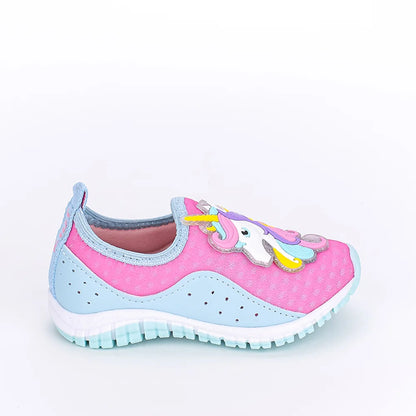 TÊNIS INFANTIL MENINA CALCE FÁCIL KIDY FLEX ROSA/AZUL
