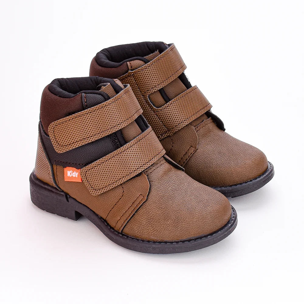 BOTA INFANTIL COTURNO MENINO KIDY MAX CAFE/PRETO Kidy