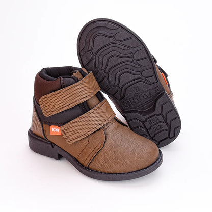 BOTA INFANTIL COTURNO MENINO KIDY MAX CAFE/PRETO Kidy