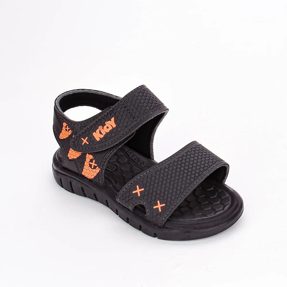 Sandália Infantil Kidy Toys Com Brinquedo Surpresa Preto Laranja Neon