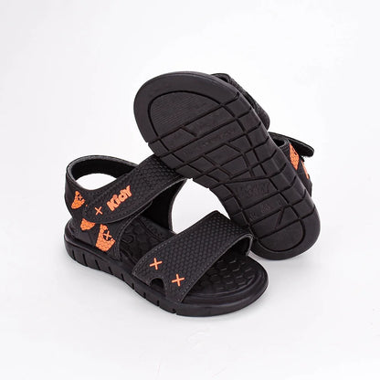 Sandália Infantil Kidy Toys Com Brinquedo Surpresa Preto Laranja Neon