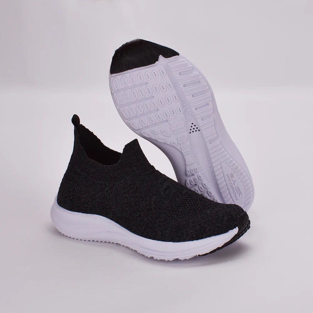 Tênis infantil Kidy Energy Respitec Calce Fácil Preto Mescla