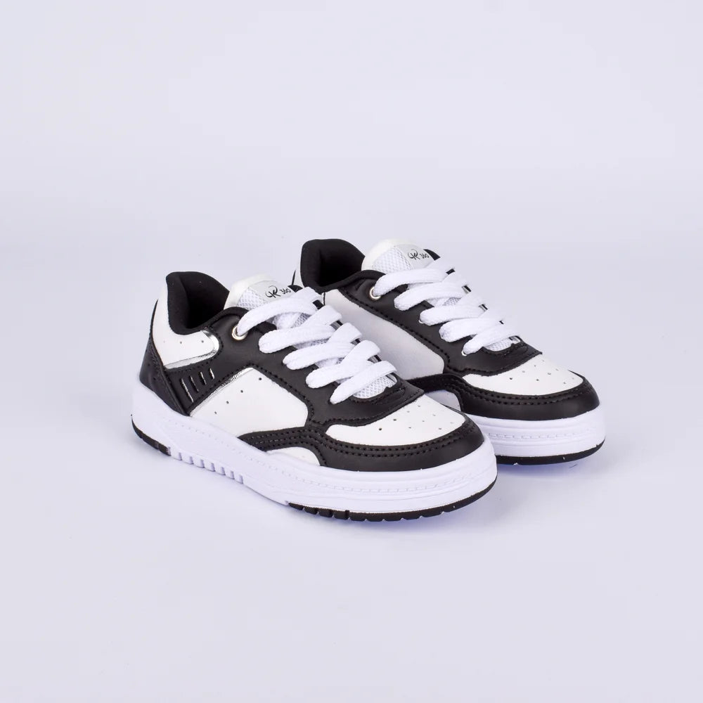 Tênis Infantil Kidy K360 Estilo Streetwear Branco e Preto - Confortável e Moderno