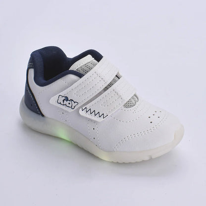 Tênis infantil Kidy de Luz Flex Light Branco e Marinho - Leve e Confortável