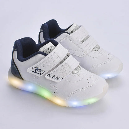 Tênis infantil Kidy de Luz Flex Light Branco e Marinho - Leve e Confortável
