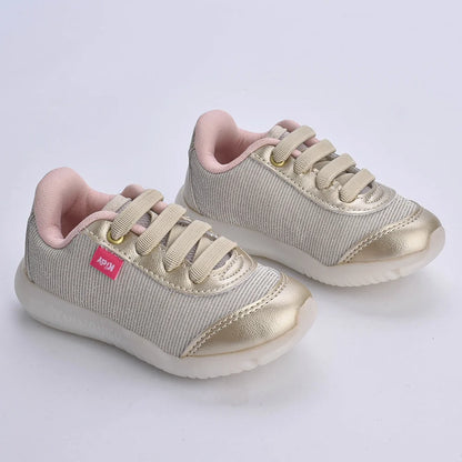 Tênis infantil Kidy de Luz Flex Light Ouro - Leve e Confortável