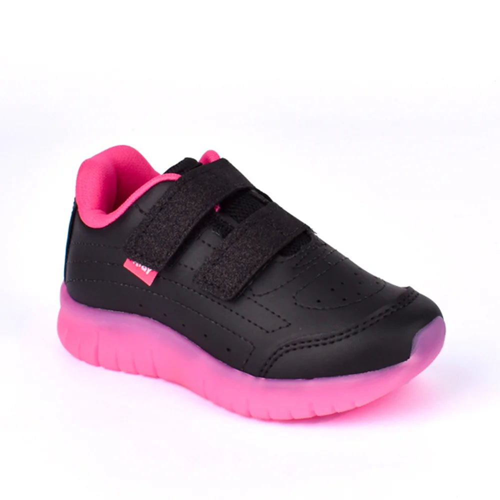 TÊNIS MENINA CASUAL KIDY LIGHT FUN PRETO/ROSA
