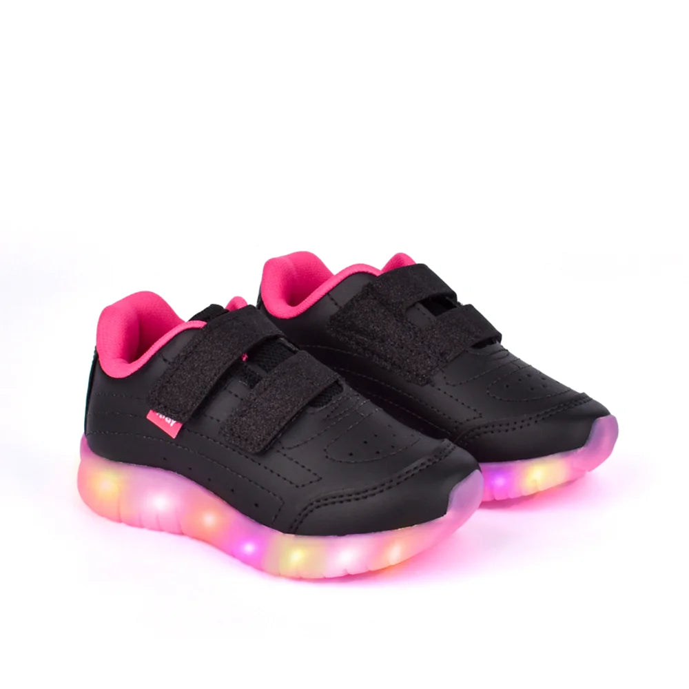 TÊNIS MENINA CASUAL KIDY LIGHT FUN PRETO/ROSA