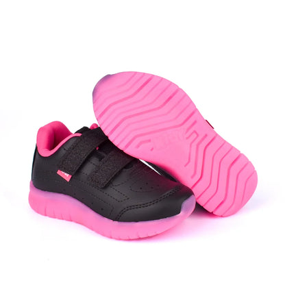 TÊNIS MENINA CASUAL KIDY LIGHT FUN PRETO/ROSA