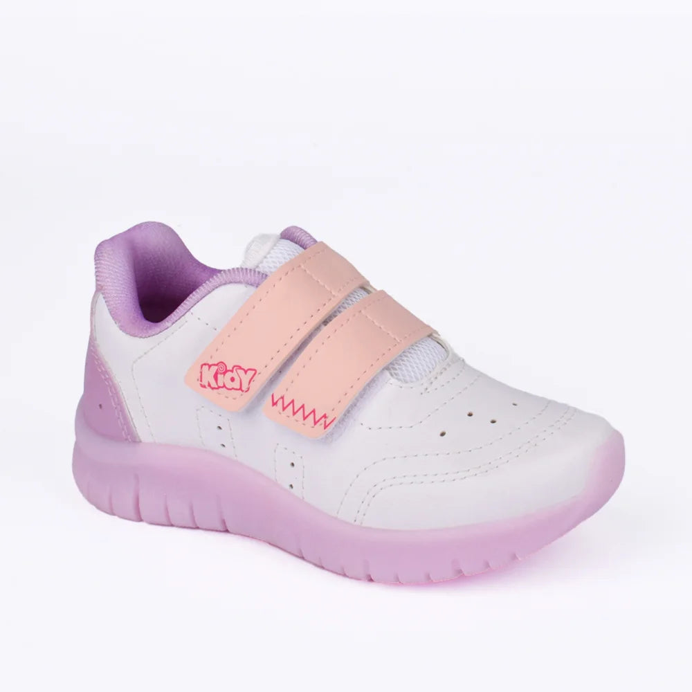 Tênis infantil Menina Kidy de Luz Rosa e Lilás