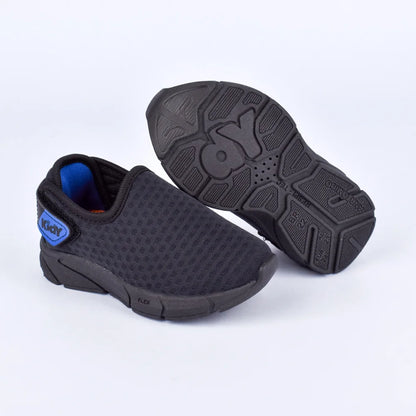Tênis Infantil Kidy Energy Bebê Calce Fácil Preto e Azul Royal