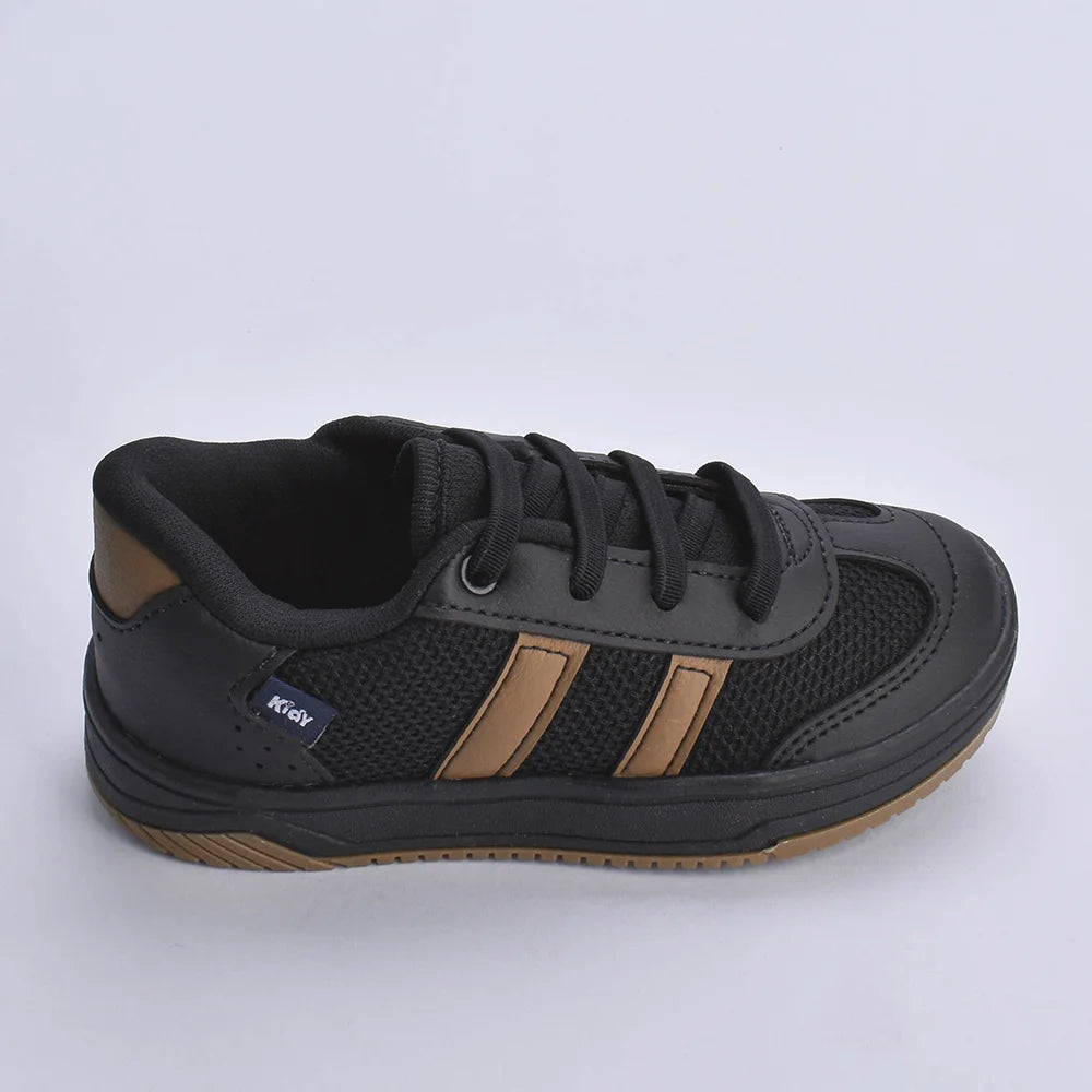 Tênis Menino Infantil Kidy Happy Preto e Caramelo