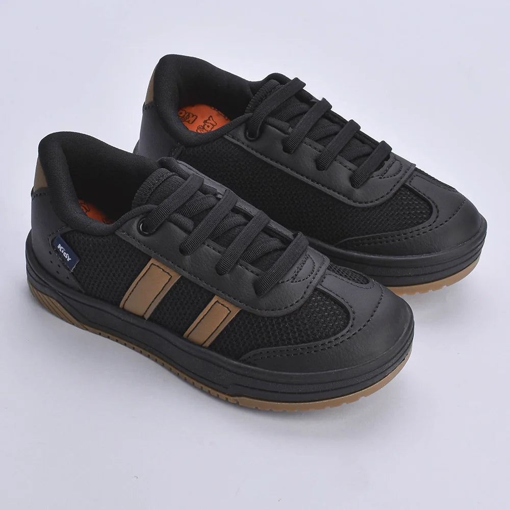 Tênis Menino Infantil Kidy Happy Preto e Caramelo