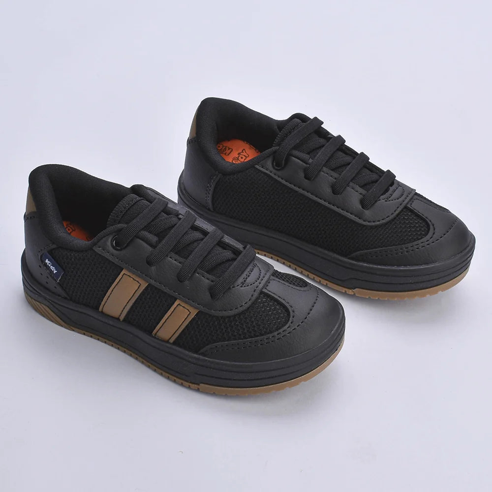 Tênis Menino Infantil Kidy Happy Preto e Caramelo