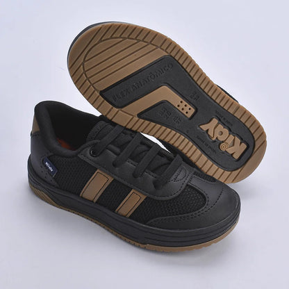 Tênis Menino Infantil Kidy Happy Preto e Caramelo