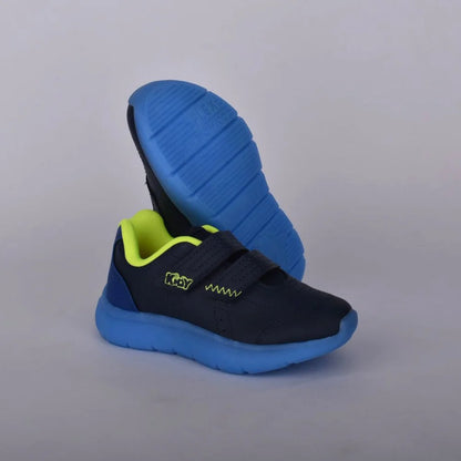 Tênis Infantil Menino Kidy Flex Ligth Marinho Amarelo Neon