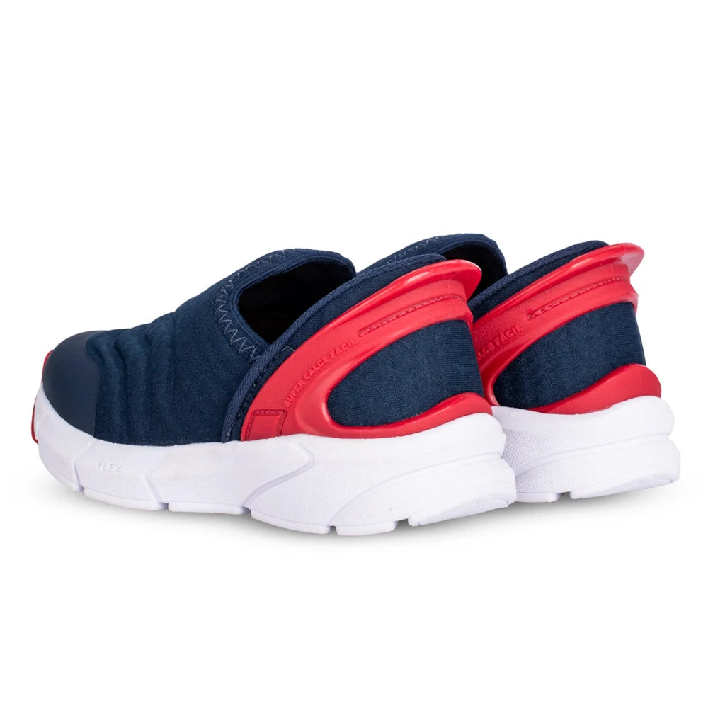 Tênis Infantil Menino Super Calce Fácil Kidy Marinho e Vermelho