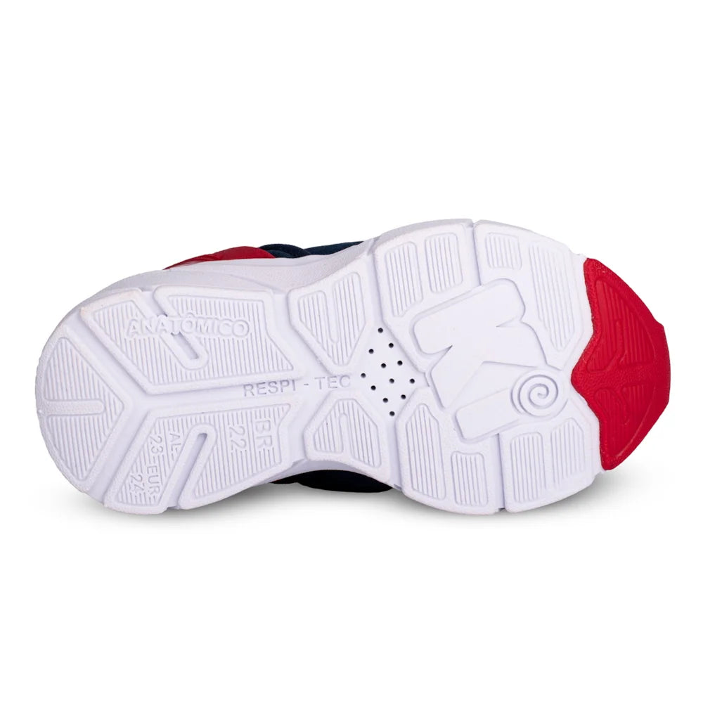 Tênis Infantil Menino Super Calce Fácil Kidy Marinho e Vermelho