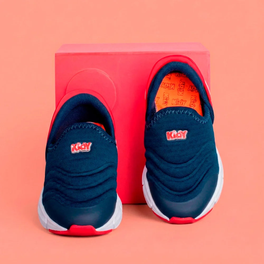 Tênis Infantil Menino Super Calce Fácil Kidy Marinho e Vermelho