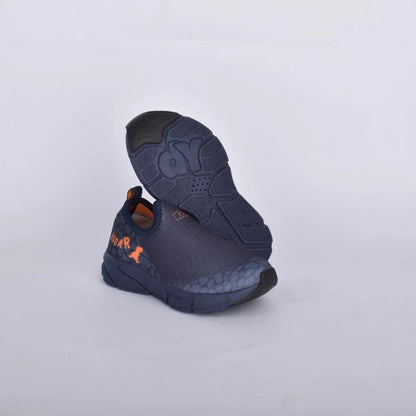 Tênis Infantil Menino Calce Fácil Kidy Energy Baby Respitec Marinho e Laranja + Dino Surpresa Colecionável