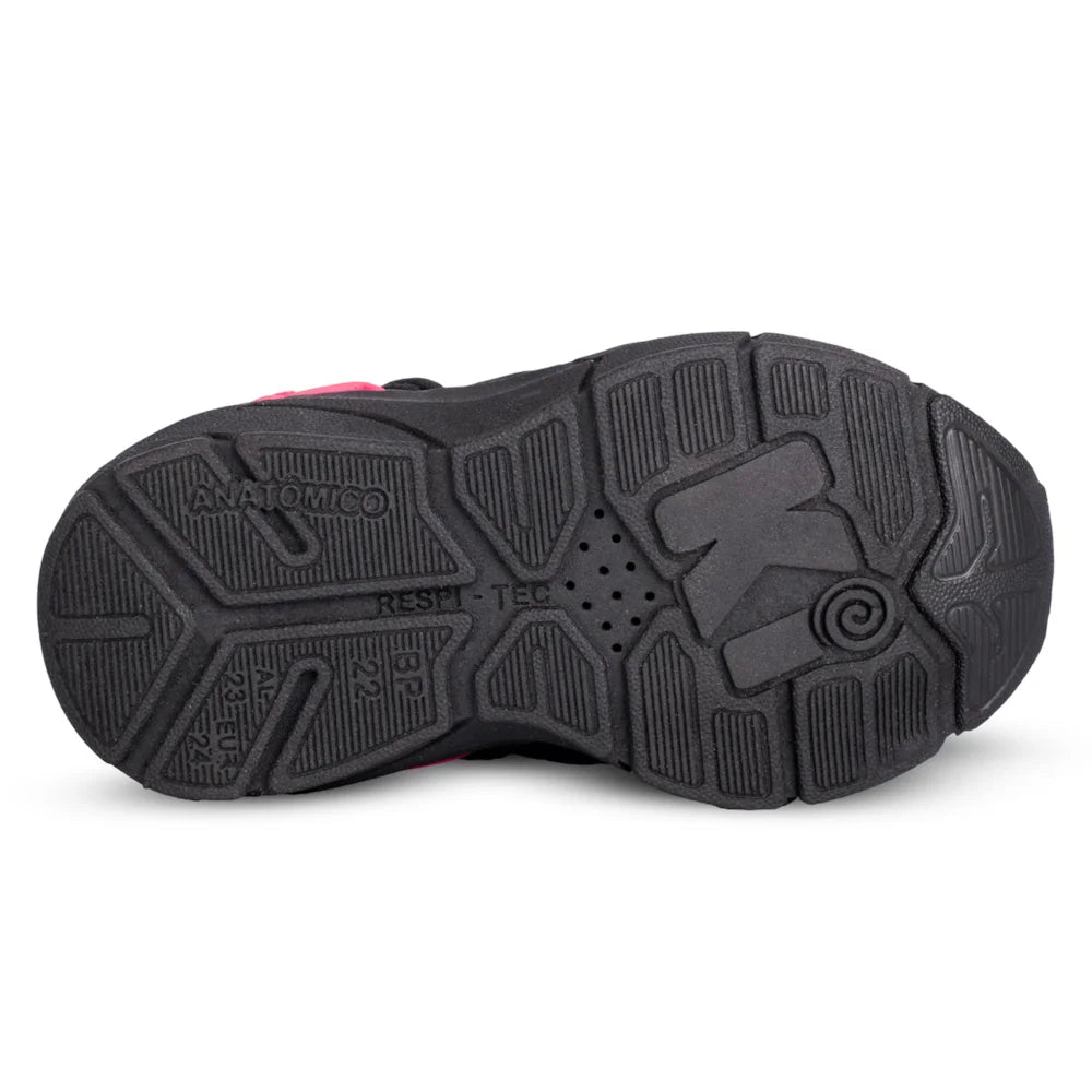 Tênis Infantil Menina Super Calce Fácil Kidy Preto e Pink Neon