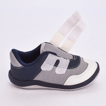 Tênis Infantil Menino Kidy Colors Equilíbrio Branco Cinza e Marinho