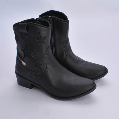 BOTA INFANTIL MENINA CANO MÉDIO KIDY FOLK PRETO