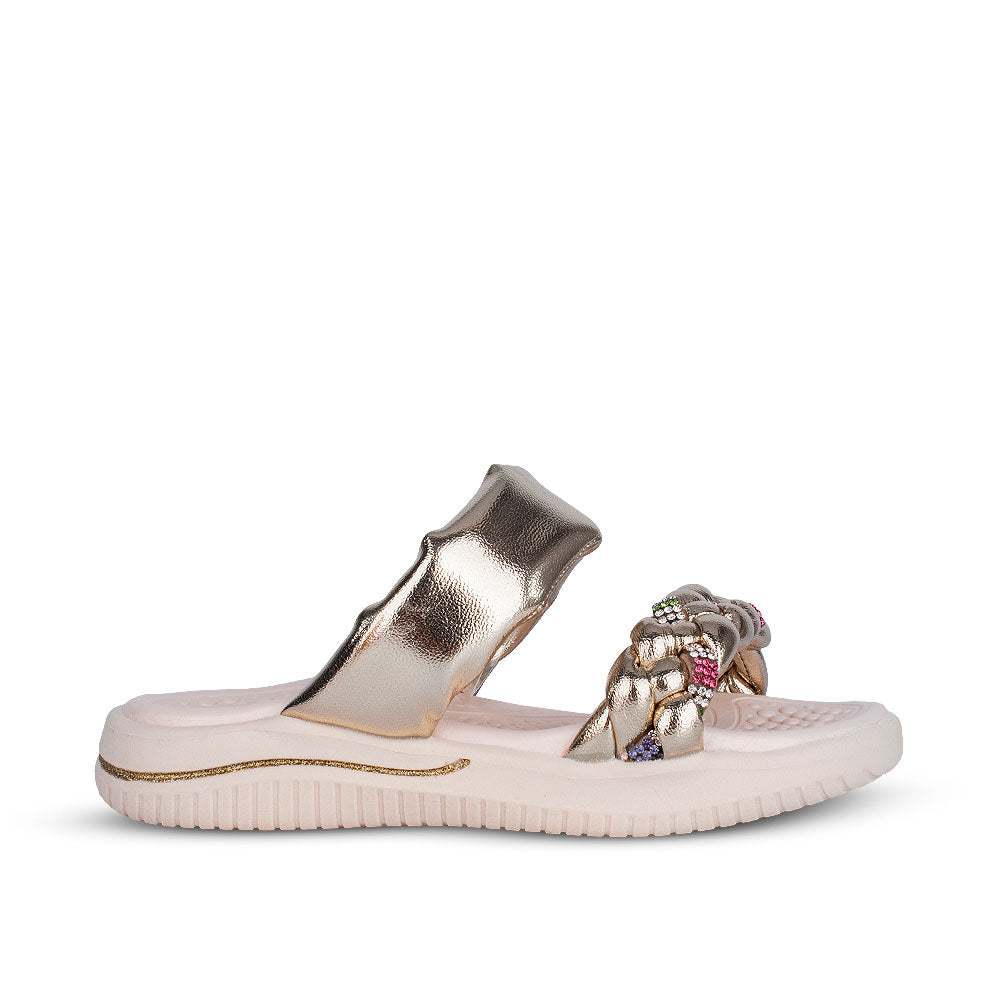 Sandália Infantil Menina Kidy Fly Ouro Leve e Confortável