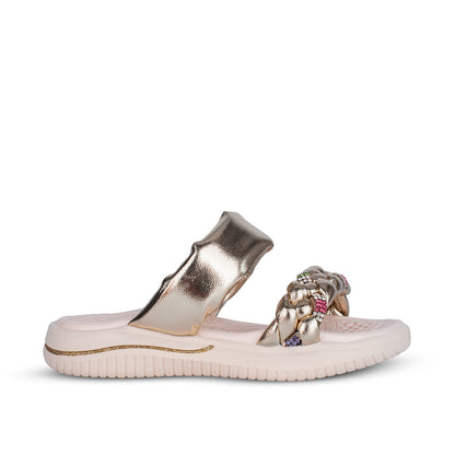 Sandália Infantil Menina Kidy Fly Ouro Leve e Confortável