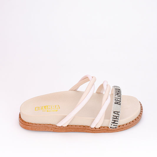 Sandália Menina Papete Birken Infantil Fashion Belinha Marfim