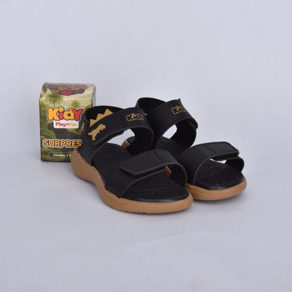 Sandália Infantil Menino Kidy Fly Preto Crepe com Dino Surpresa