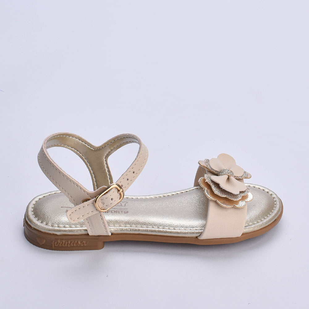 Sandália Menina Kidy Amar Comfort Marfim Ouro