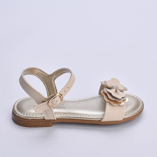 Sandália Menina Kidy Amar Comfort Marfim Ouro