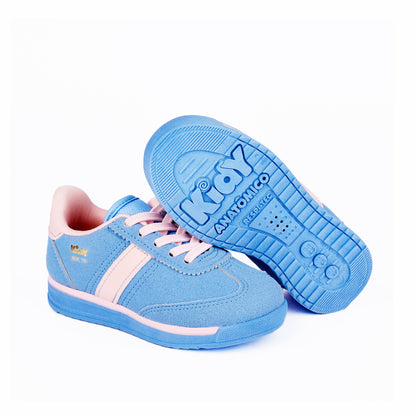 Tênis Infantil Menina Kidy RK 70 Azul/Rosa Confortável e Antiderrapante