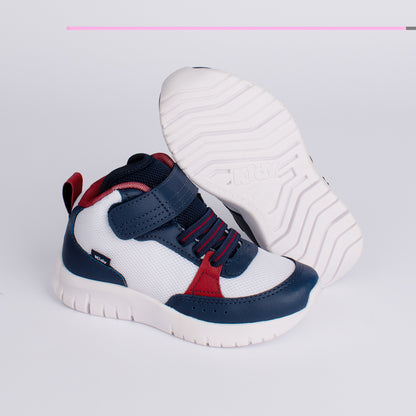 TÊNIS MENINO INFANTIL KIDY ULTRA FLEX CANO MÉDIO BRANCO MARINHO