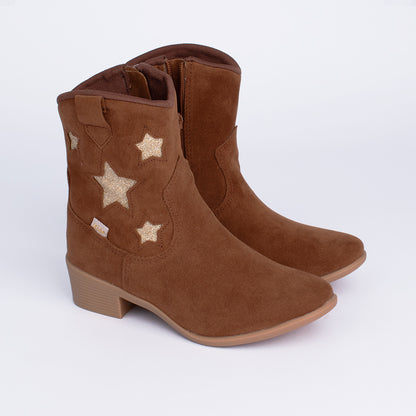 Bota Menina Infantil Kidy Estrelas Marrom
