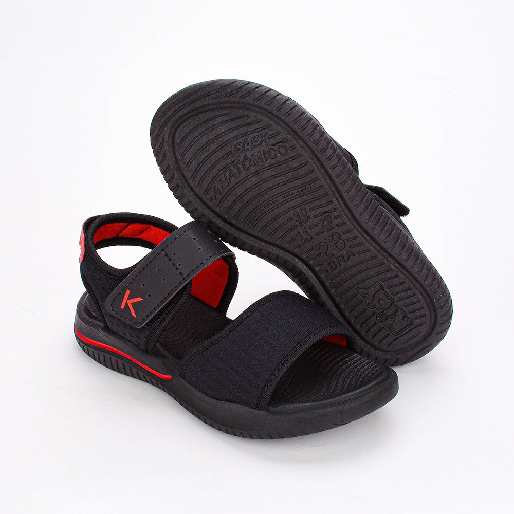 Sandália Menino Infantil Kidy Fly Preto e Vermelho