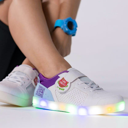 Tênis Infantil Menina Kidy Hype Galáctico Branco e Roxo