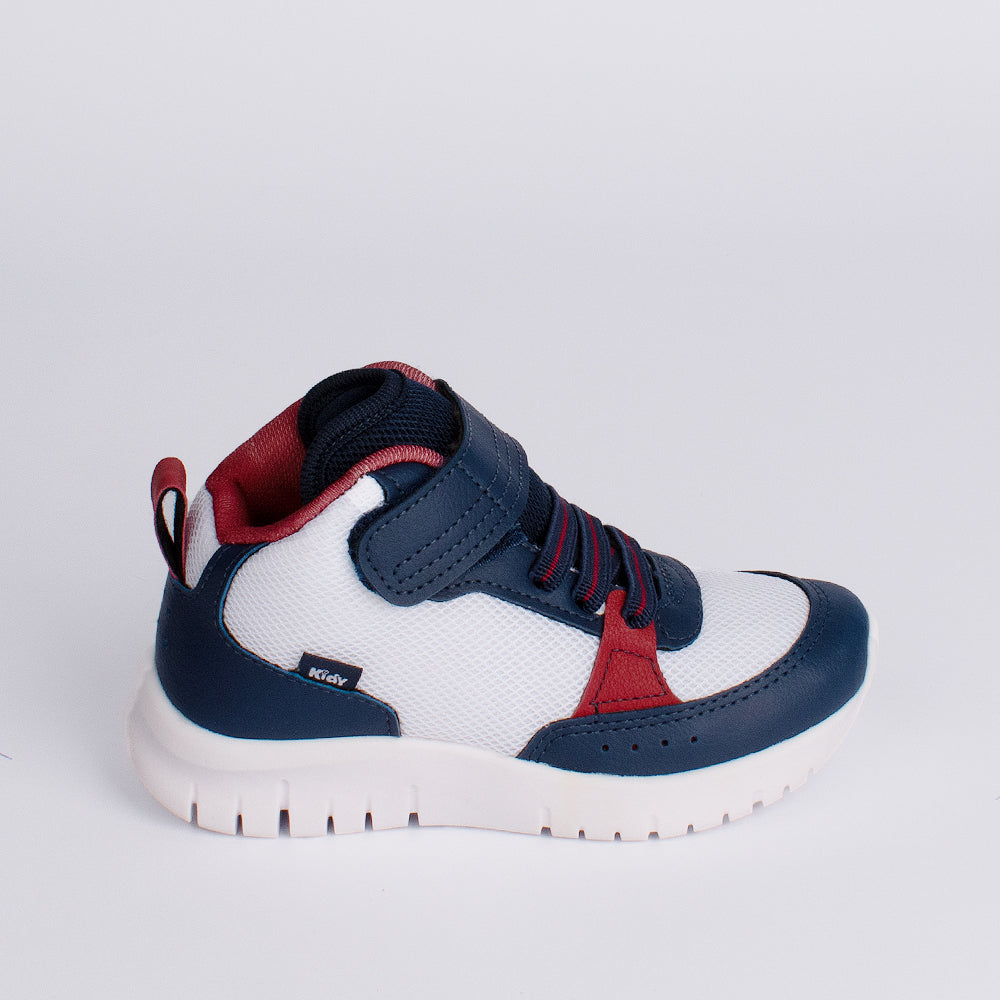 TÊNIS MENINO INFANTIL KIDY ULTRA FLEX CANO MÉDIO BRANCO MARINHO