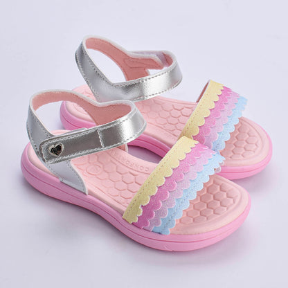 Sandália Menina Infantil Kidy Toys Baby Prata Colorido