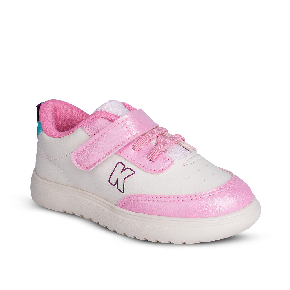 Tênis Infantil Kidy Soft Off White e Rosa Casual Leve Macio