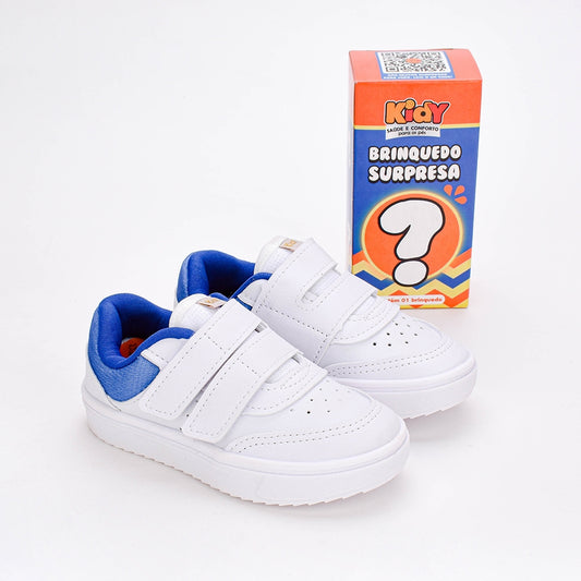 Tênis Menino Infantil Kidy Happy Branco e Royal